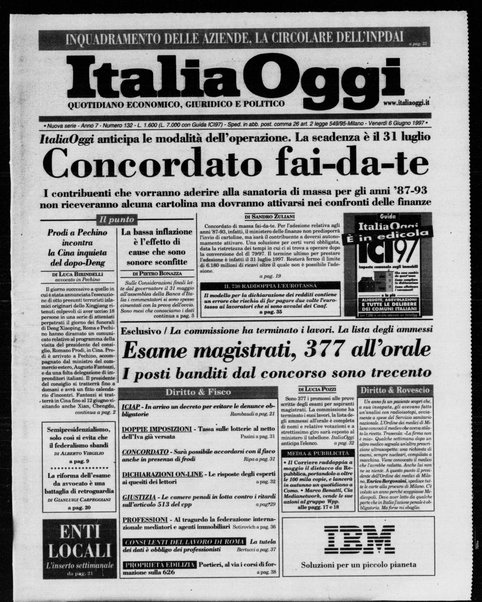 Italia oggi : quotidiano di economia finanza e politica